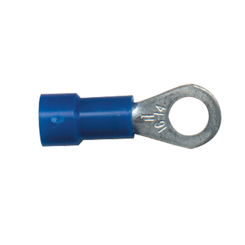 Vinyl Insulated Terminal Rings Color: Blue Wire Size: 16-14 Stud Size: 6