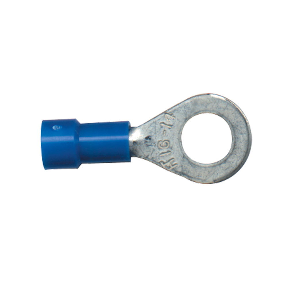 Vinyl Insulated Terminal Rings Color: Blue Wire Size: 16-14 Stud Size: 6