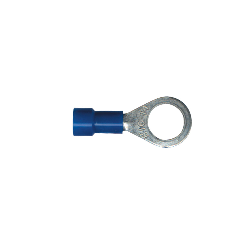 Vinyl Insulated Terminal Rings Color: Blue Wire Size: 16-14 Stud Size: 6