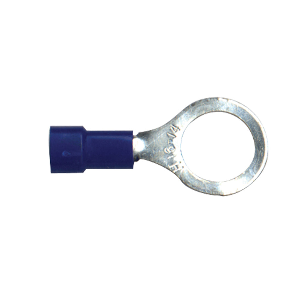 Vinyl Insulated Terminal Rings Color: Blue Wire Size: 16-14 Stud Size: 6
