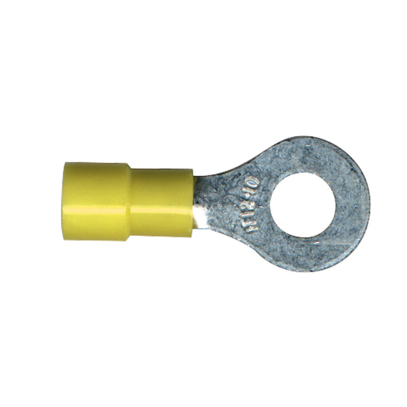 Vinyl Insulated Terminal Rings Color: Yellow Wire Size: 12-10. Stud Size: 10