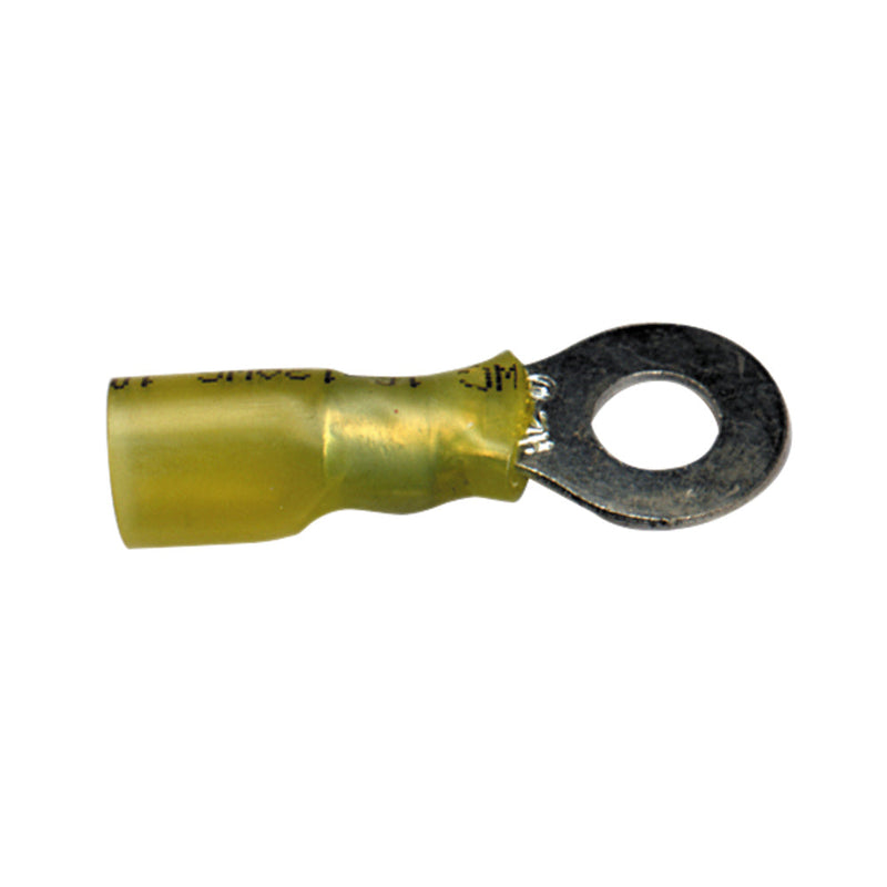 Heat Shrink Terminal Rings Color: Yellow Wire Size: 12-10. Stud Size: 10
