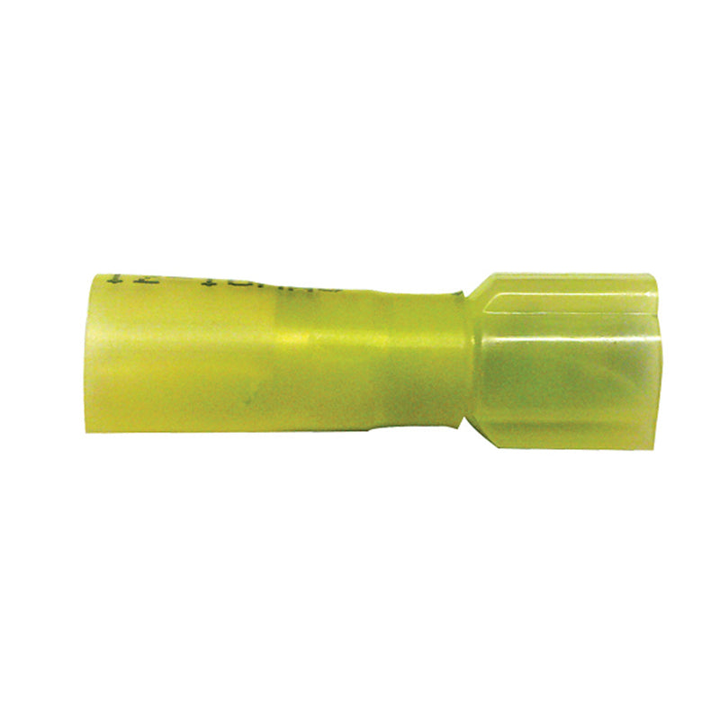 Heat Shrink - Insulated Terminals- Quick Disconnect Color: Lt. Yellow Wire Size: 12-10. (Female) Stud Size: .250 x .032