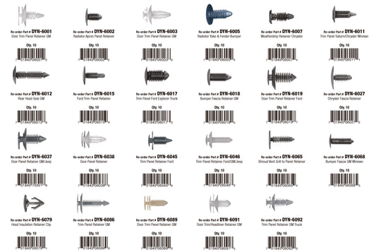 Auto Body Domestic Retainer Clips Assortment Kit | Total Parts: 23 | Total Pieces: 230