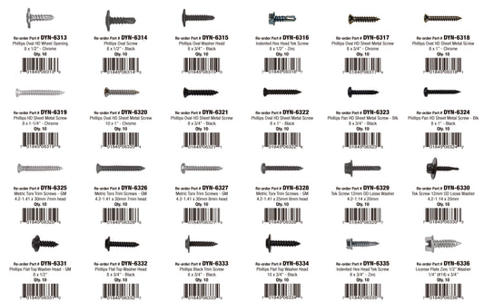 Auto Body Trim Screw Assortment Kit | Total Parts: 24 | Total Pieces: 140