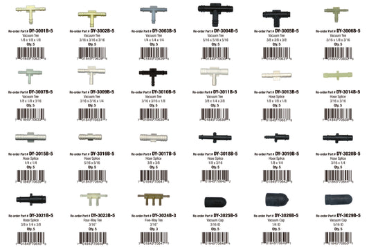 Vacuum Tee & Connectors Assortment (180 Total Pieces)