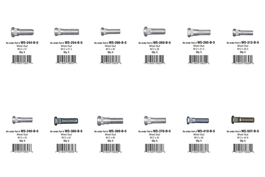 Wheel Stud Assortment (60 Total Pieces)