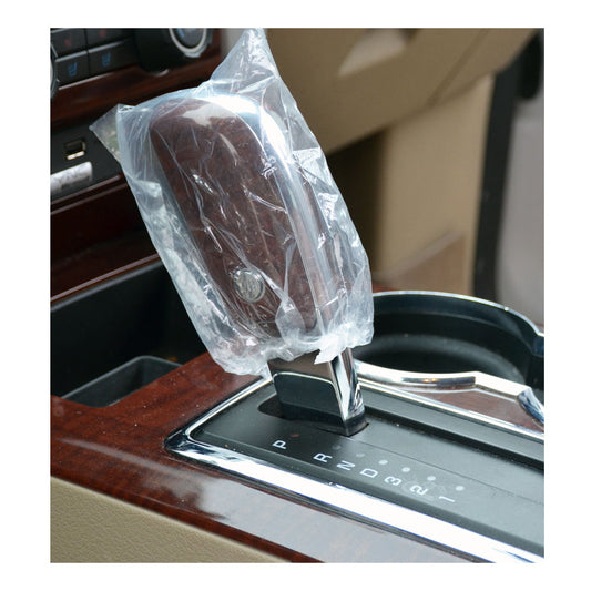 7"x 6" Clear PE Double Elastic Band Gearshift Covers | Fits: Most Passenger & Light Trucks