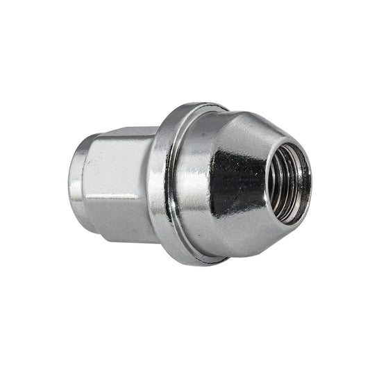 Steel Wheel Lug Nut | Style: Acorn Dometop Cap | Thread: M14x1.50 | Hex: 21mm | Finish: Chrome Plated