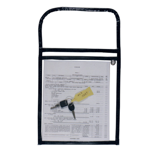 Transparent Plastic Vinyl Vehicle Information File | Color: Black | Style: Top Flap w/Hanging Strap | Qty: Box of 25