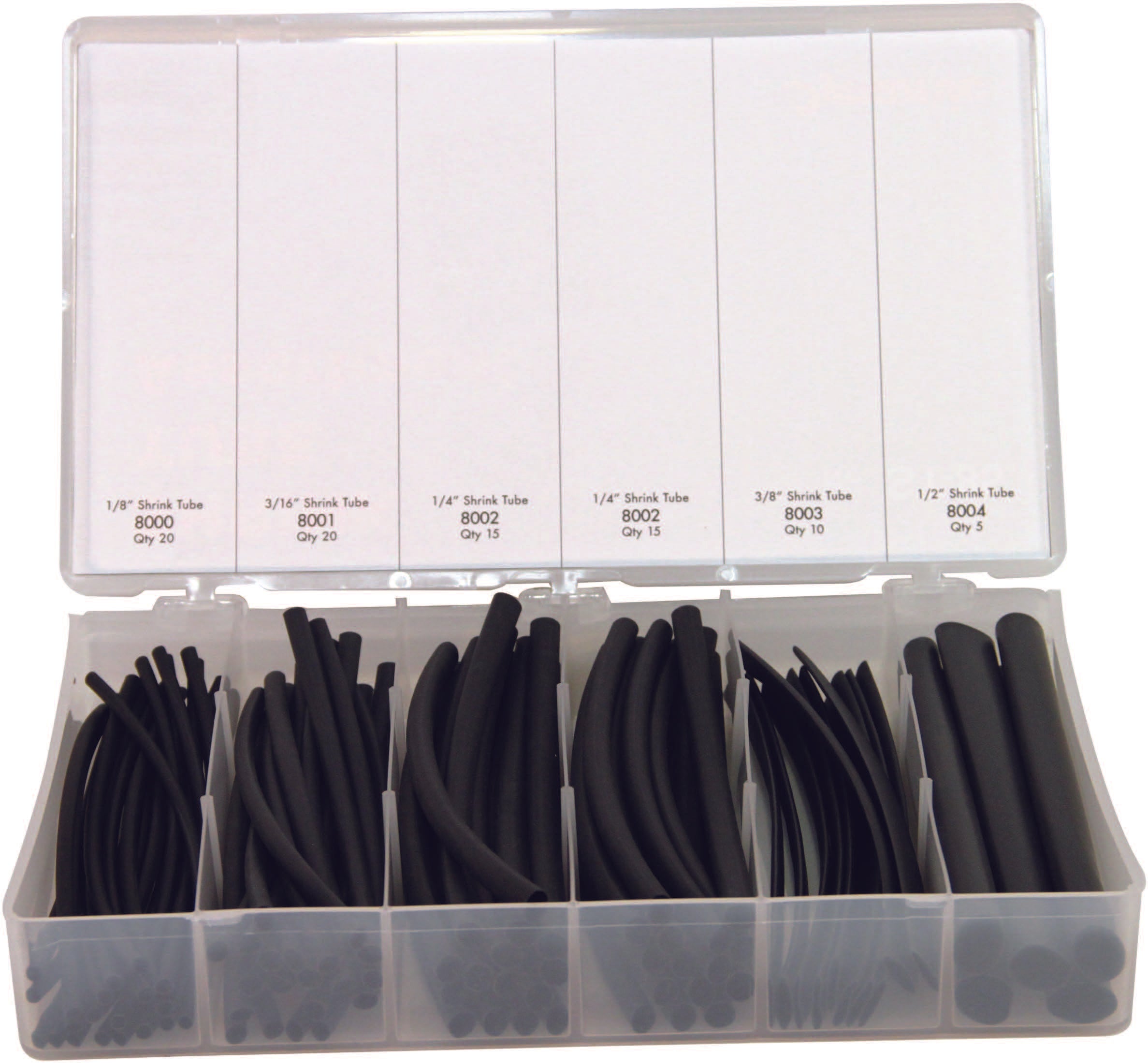 Shrink Tubing Assortment - 5 Piece - 85 Total Pieces - Durable Plastic Case
