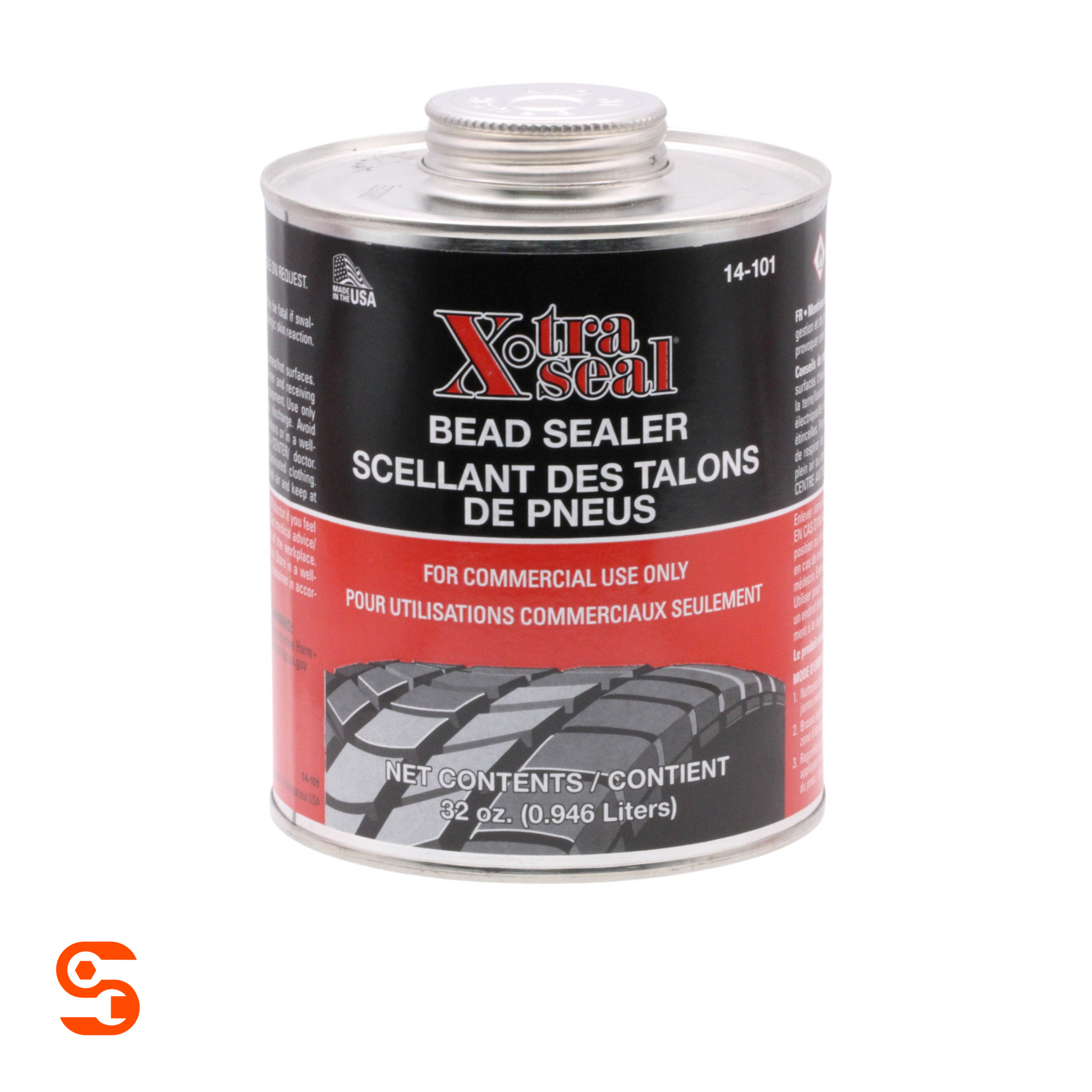 Xtra Seal 32 oz. bead sealer in a metal can with black and red label and screw cap