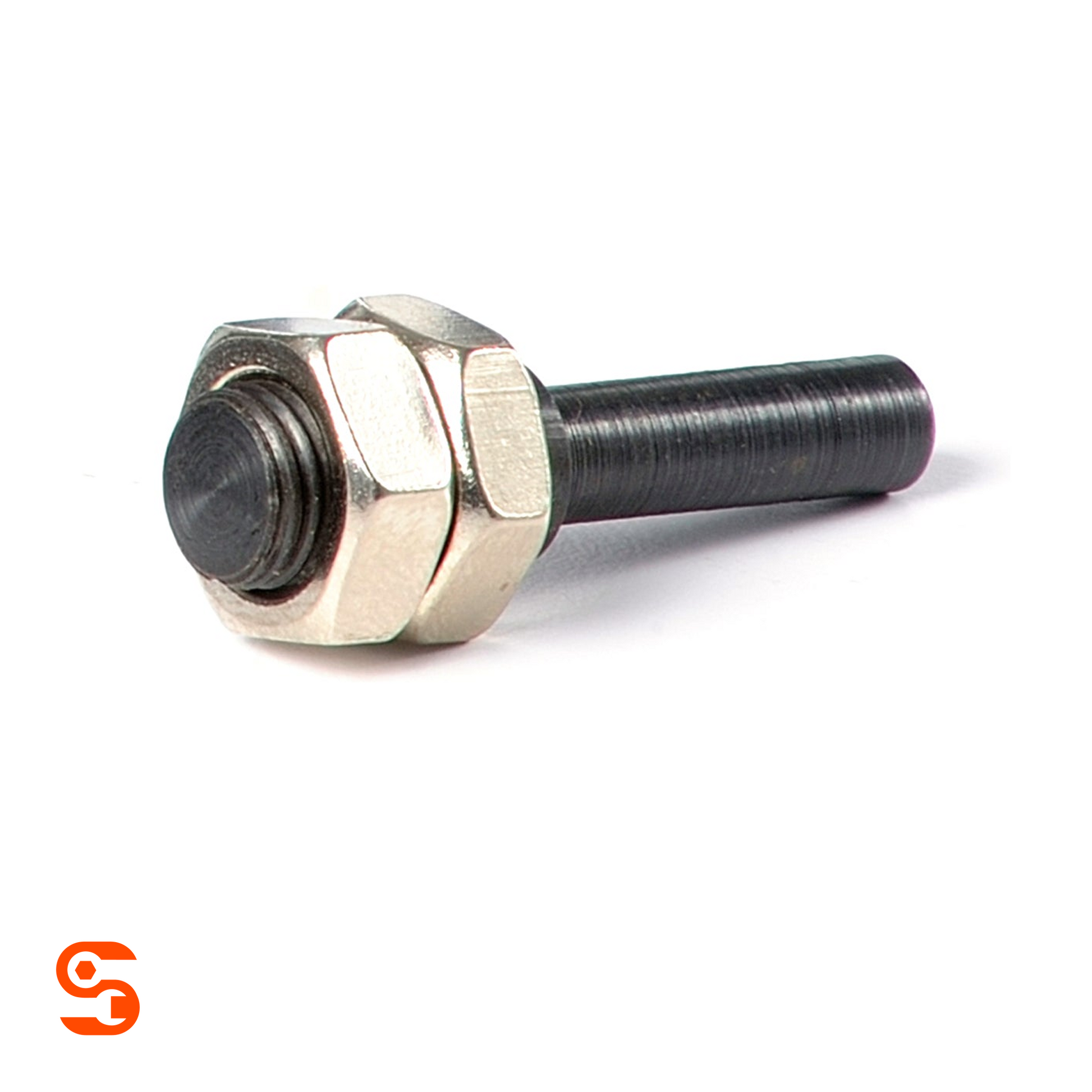 Black threaded arbor adapter with two silver hex nuts for tire buffing accessory
