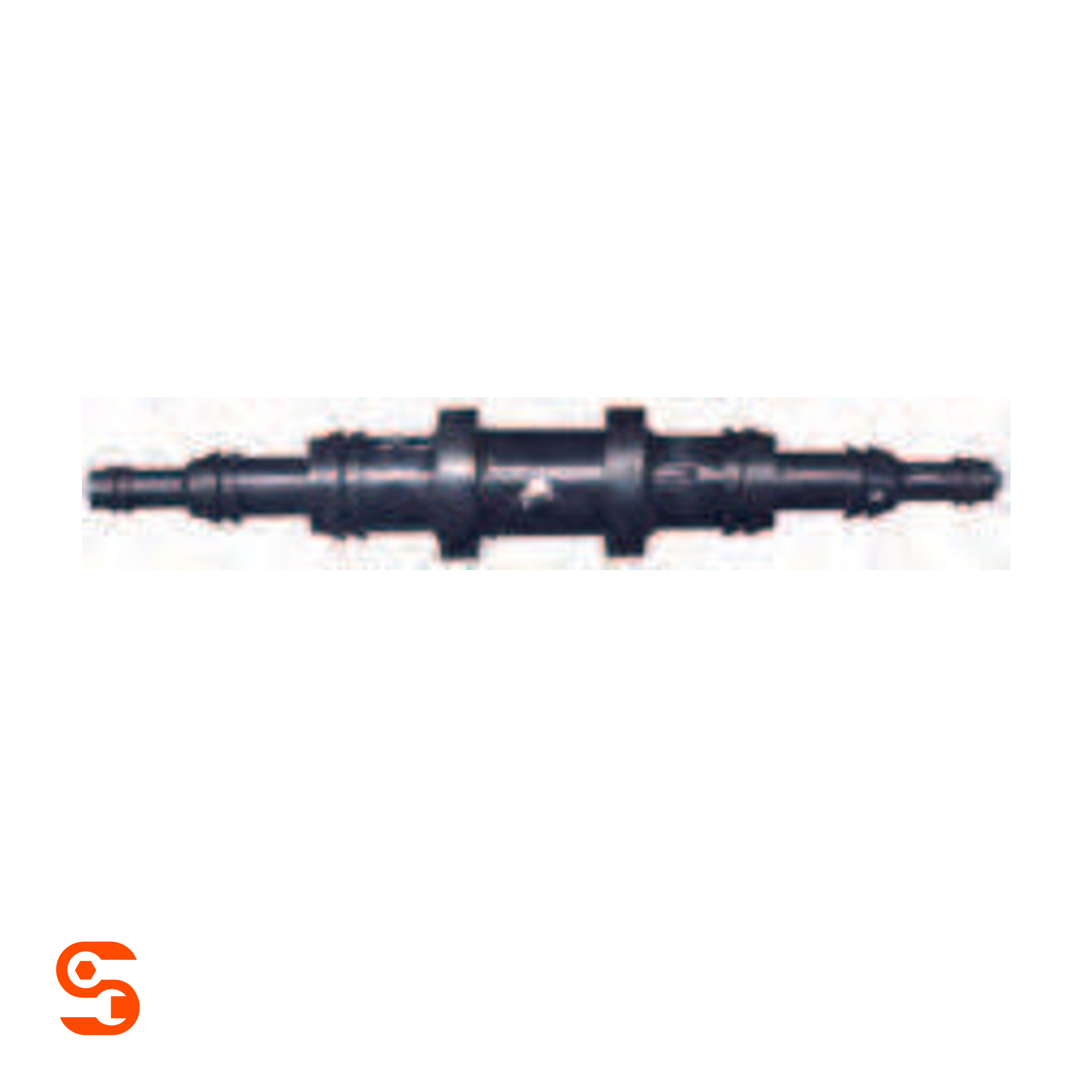 Black plastic universal breakaway vacuum connector with stepped tube ends and ribbed center