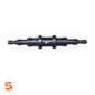 Black plastic universal breakaway vacuum connector with stepped tube ends and ribbed center