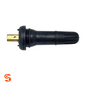 Black rubber snap-in TPMS valve with brass stem and ribbed cap end