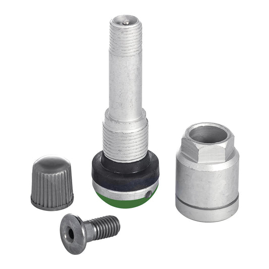 OEM TPMS Valve Kit | Style: Huf/Beru Gen II Metal Valve | Color: Green | Length: 48mm | Fits: BMW | OEM / Cross-Ref: RDV022
