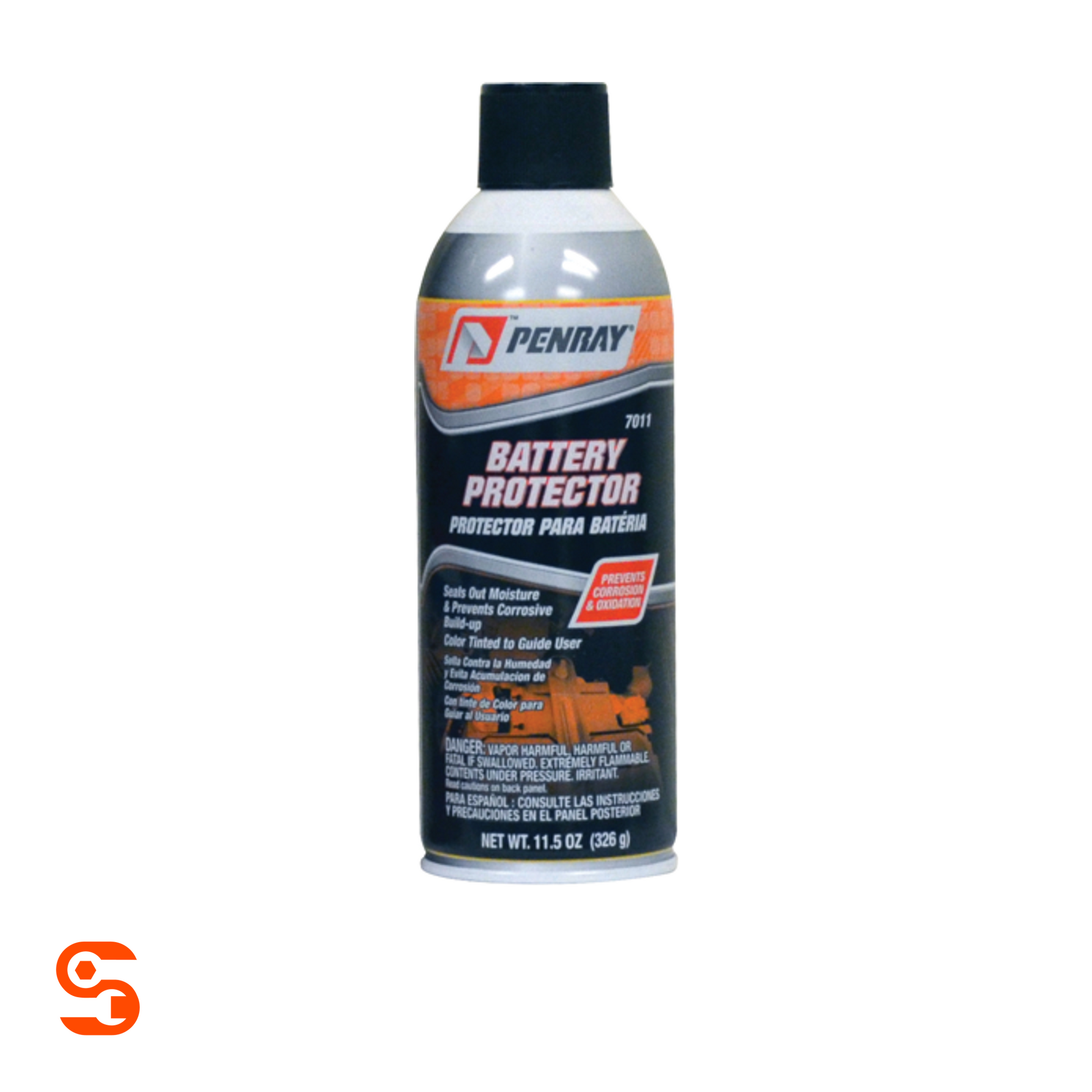 Penray Battery Protector 11.5 oz aerosol can with black cap and orange, gray, and black label