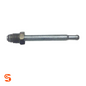 Metal quick connector fuel line fitting with threaded nylon or rubber connector end on white background