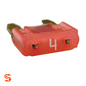 Pink 4 amp ATM mini automotive blade fuse with translucent plastic body and metal prongs