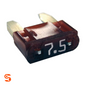 Maroon 7.5 amp ATM mini automotive blade fuse with silver terminals and white amperage marking