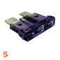 Purple 3 amp ATO blade automotive fuse with translucent plastic body and two metal prongs