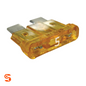 Brown 5 amp ATO blade automotive fuse with translucent plastic body and metal prongs