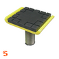 Heavy duty screw adapter base with black rubber pad and yellow edge, single unit