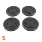 Set of four black rubber arm pads with concentric circular grooves for vehicle lifts