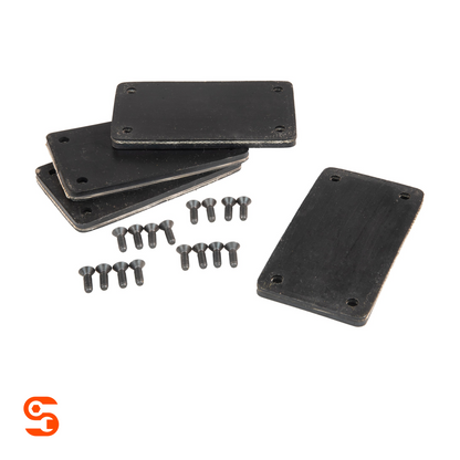Set of four black rubber arm pads with mounting holes and screws for truck adapter use