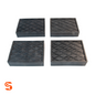 Set of 4 black rubber arm pad adapters with raised diamond tread pattern on top