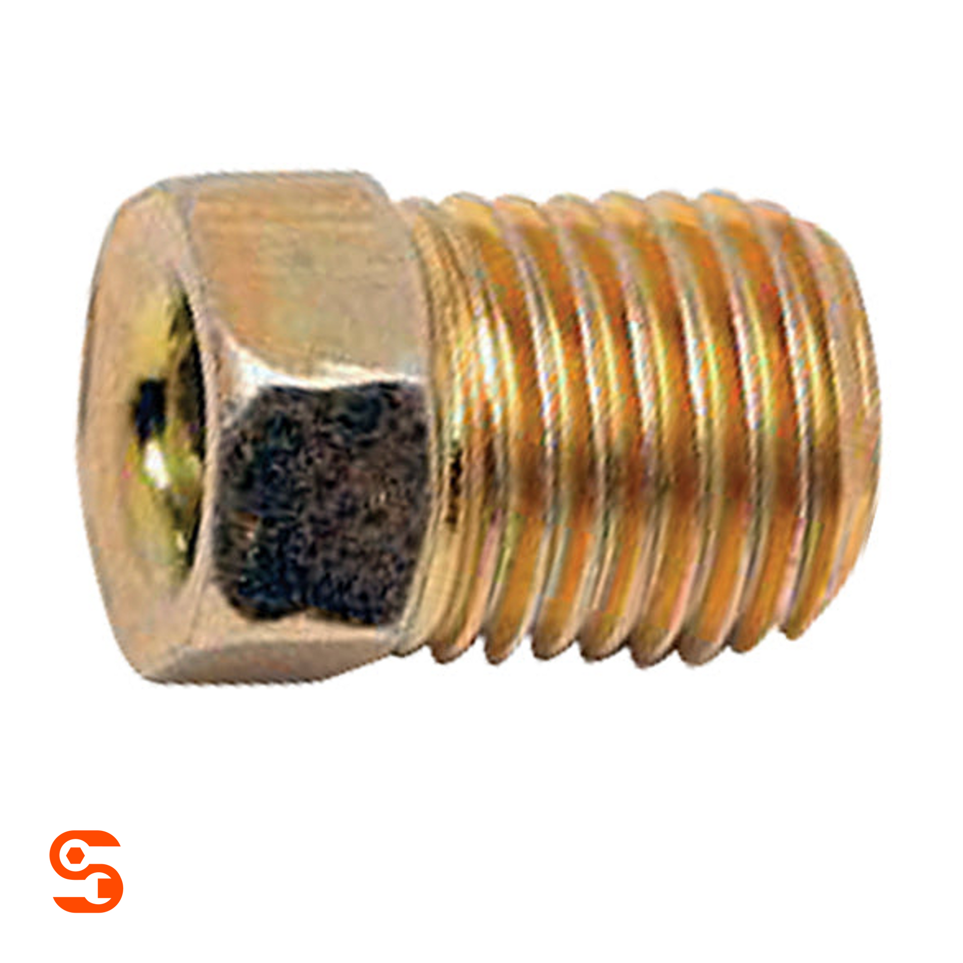 Zinc yellow steel tube nut with hex head and 7/16"-24 threaded body for 3/16" tube