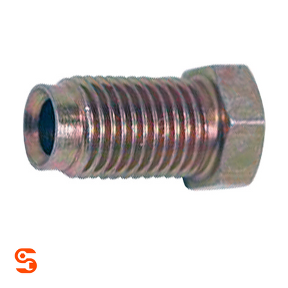 Clear zinc violet steel tube nut with threaded body, hex head, and central tube opening