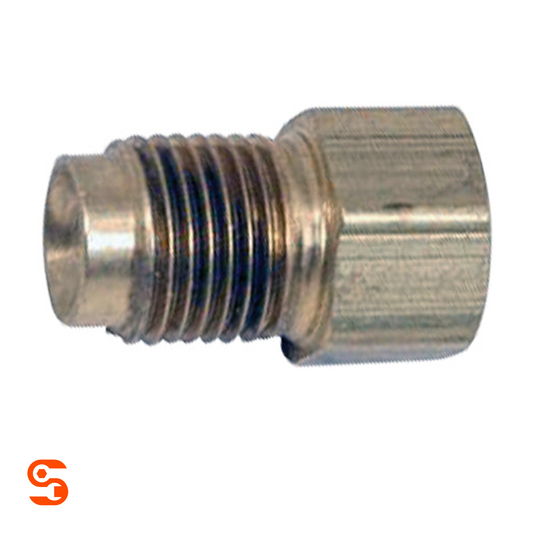 Brass 3/16 inch tube to 3/8-24 inverted flare master cylinder adapter with threaded end