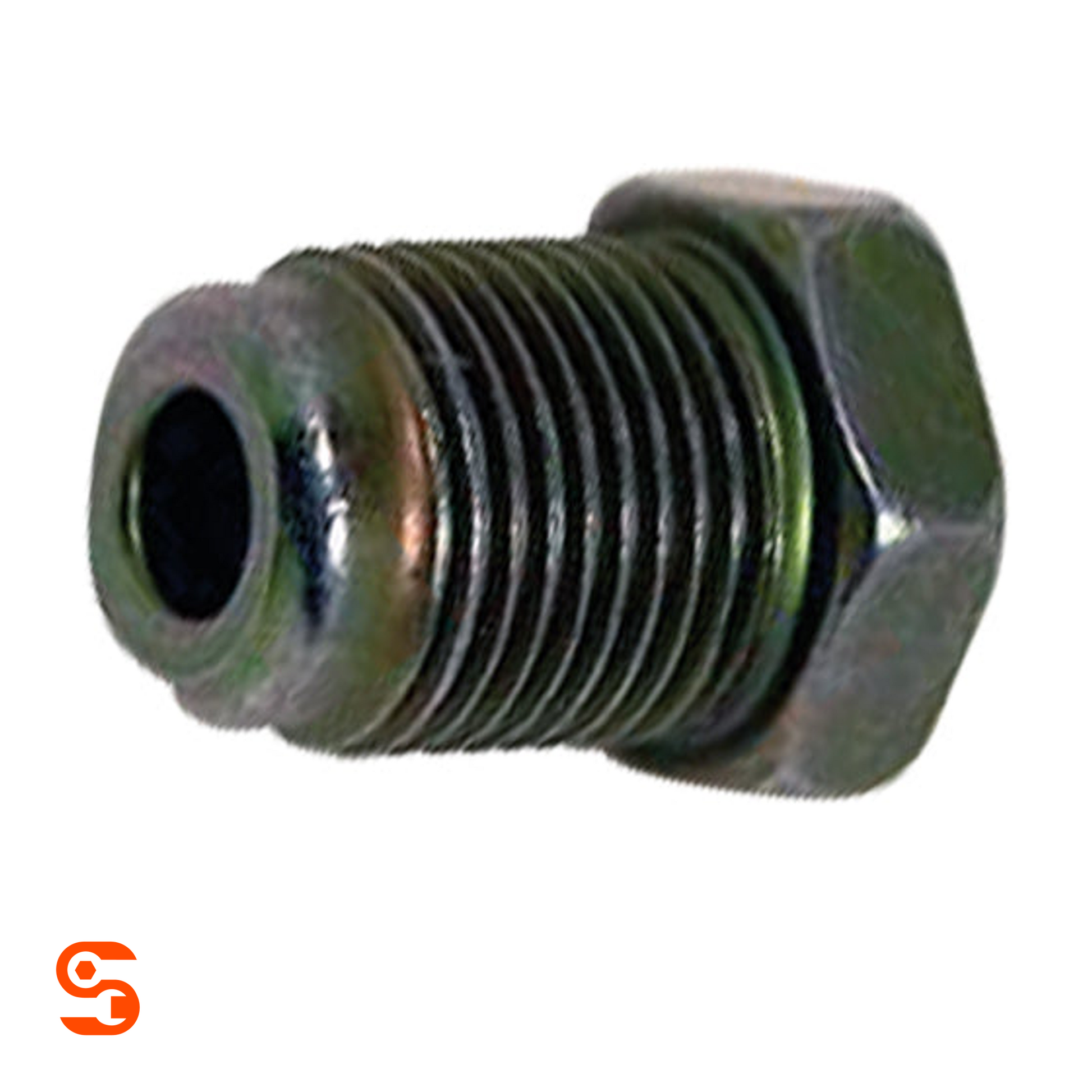 Clear zinc blue steel metric tube nut with threaded body, central tube opening, and 14mm hex end