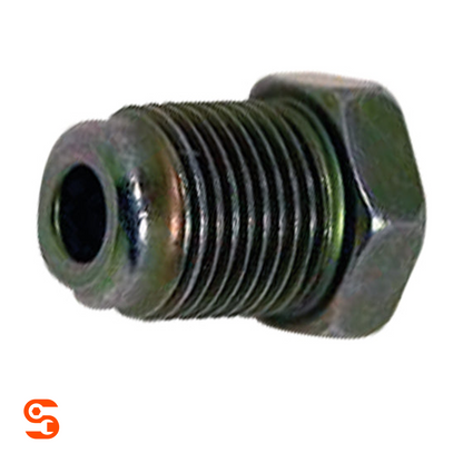 Clear zinc blue steel metric tube nut with threaded body, central tube opening, and 14mm hex end