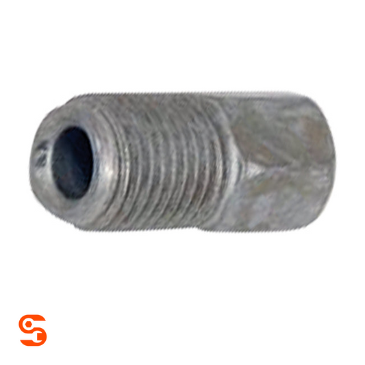 Clear zinc steel long inverted flare tube nut with M10x1.0 threads and 11mm hex body