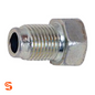 Steel metric tube nut with M10x1.0 threaded body, 13mm hex head, and clear zinc gold finish