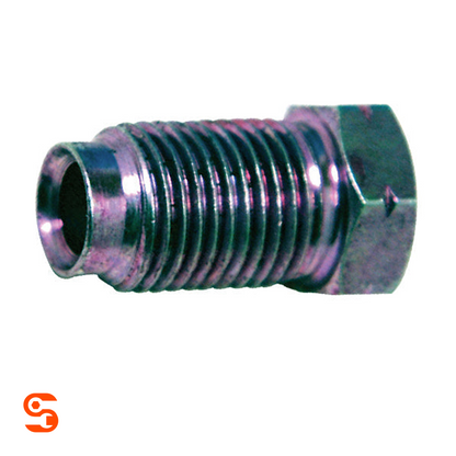 Clear zinc violet steel M10x1.0 bubble flare tube nut with threaded body and 11mm hex head