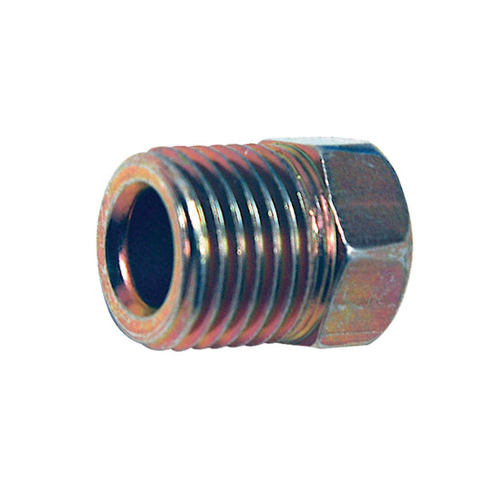 Steel Tube Nut | Tube: 1/4" | Clear Zinc Gold | Thread: 1/2"-20 Inverted Flare | Hex: 13mm