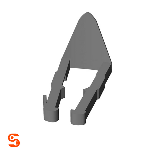 Gray Ford-style quick connector fuel line retainer clip with curved steel and nylon shape, 3/8 inch
