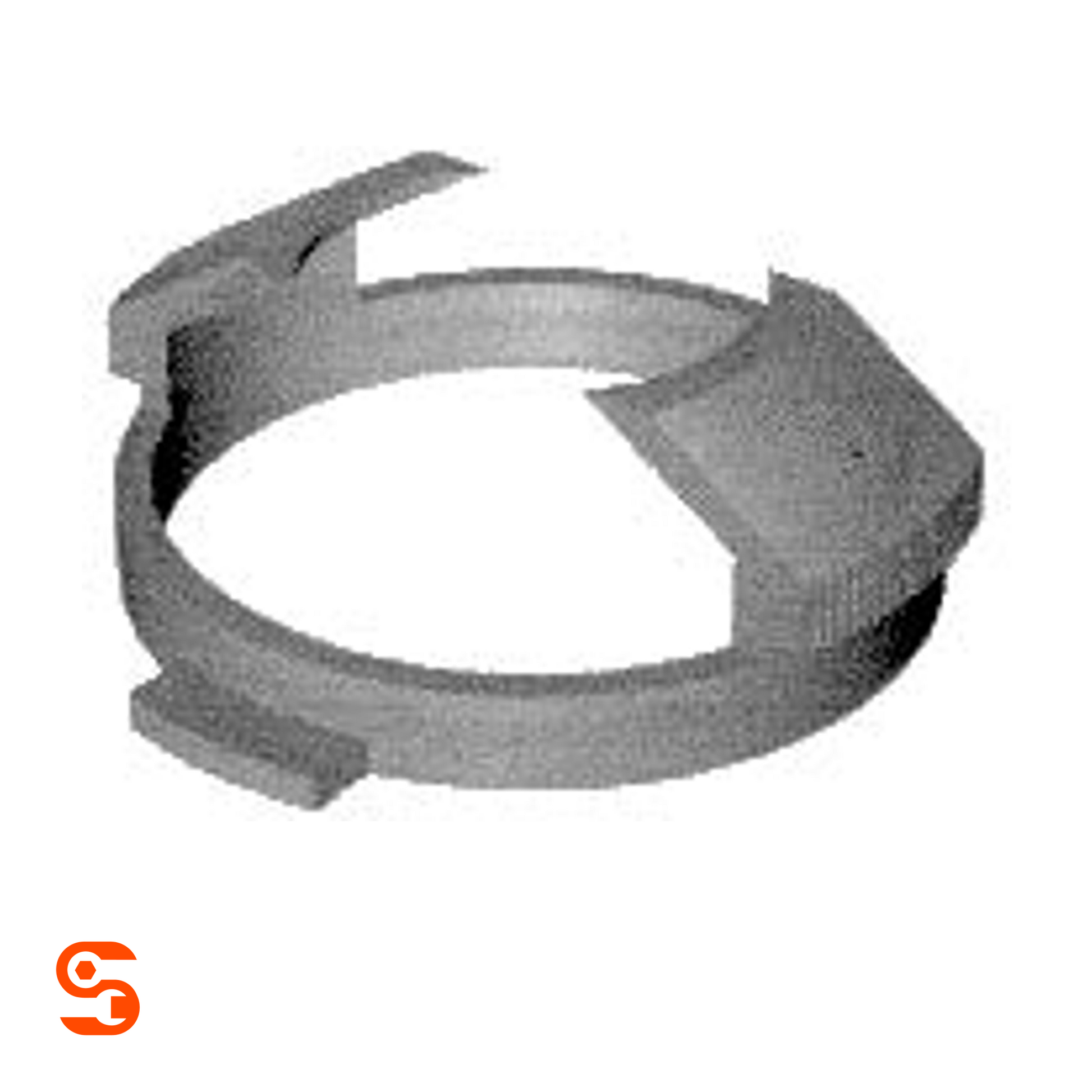 Gray nylon Ford-style fuel line retainer clip with circular quick connector shape and open tabs