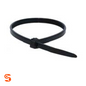 Black UV cable tie with locking head and pointed tail, single tie shown