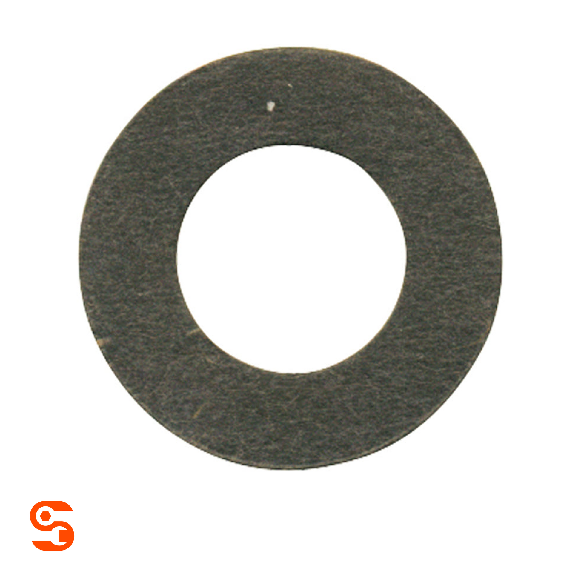 Dark fiber drain plug gasket with a flat circular washer shape and center hole