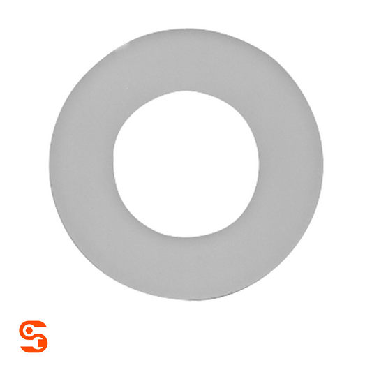 White nylon 1/2 inch drain plug gasket with flat washer shape and center hole