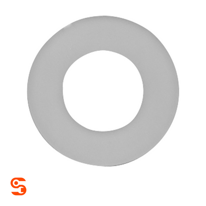 White nylon 1/2 inch drain plug gasket with flat washer shape and center hole