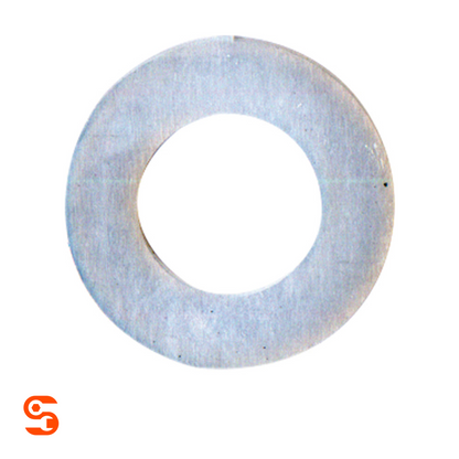 White nylon drain plug gasket washer with a round center hole on a plain white background