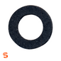 Black fiber M14 drain plug gasket with a flat ring shape and center hole