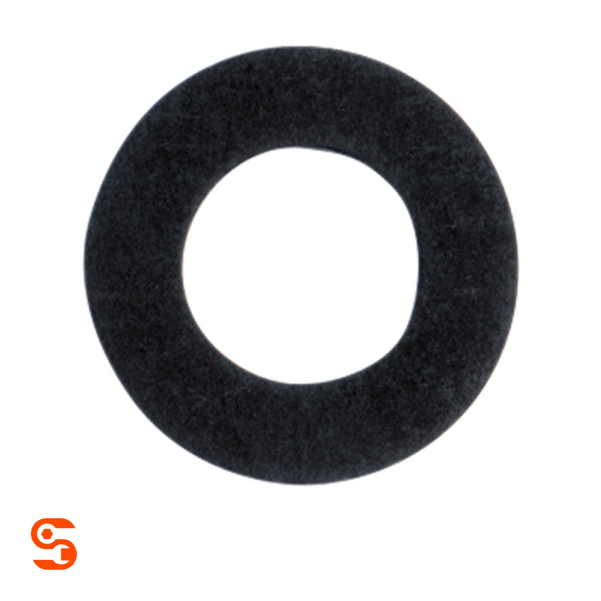 Black fiber drain plug gasket ring with central hole, M12 size