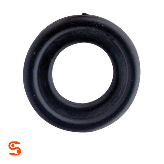 Black rubber M12 drain plug gasket with round ring shape and central hole